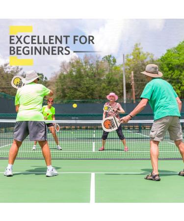 Niupipo 7-Ply Basswood Pickleball Paddles Set with Balls and Carry Bag - Ergonomic Cushion Grip, Wooden Rackets for Beginners (Yellow/Orange) - Buy Online on GoSupps.com
