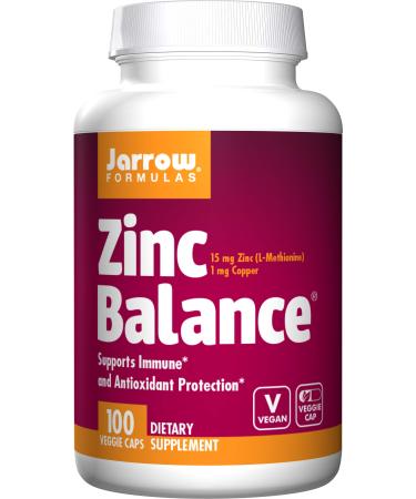 Jarrow Formulas Zinc Balance 15 mg - 100 Veggie Caps Pack of 2 - Immune Support - Includes Copper - 100 Count (Pack of 2) - Buy Online on GoSupps.com