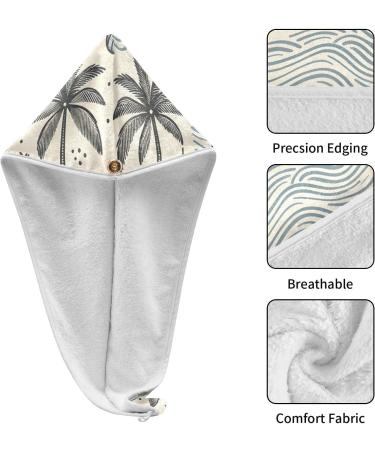 Shop Coconut Tree Hair Towel 2 Pack - Super Absorbent Quick Dry Hair Turbans for Women & Girls - Buy Online on GoSupps.com