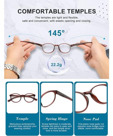 OKH 5-Pack Blue Light Reading Glasses - Spring Hinge TR90 Frame - Unbreakable Readers - Anti Eye Strain - Round 3.0x - Buy Online on GoSupps.com