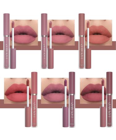 6pcs Matte Liquid Lipstick Set - Nude Lipstick Makeup Kit for Women - Waterproof Velvet Lip Gloss - Long-Lasting Non-Stick Cup - Set B - Buy Online on GoSupps.com