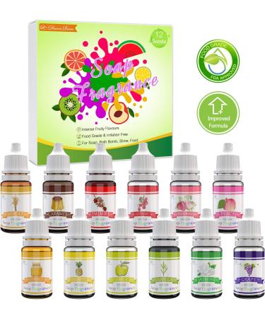 DecorRom Soap Fragrance Oil - 12 Liquid Soap Scents Set for Bath Bomb Making Soap Making Supplies - Concentrated Food Grade Soap Flavour Bath Bomb Scents for Cosmetic Crafts - 10ml/0.35oz Each - Buy Online on GoSupps.com