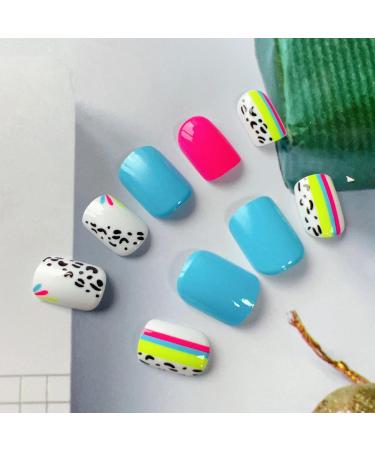 Shop Stylish Short Press on Nails - Black Leopard Print Acrylic Glossy Colors | 24PCS Full Cover False Nails for Women & Girls - Buy Online on GoSupps.com