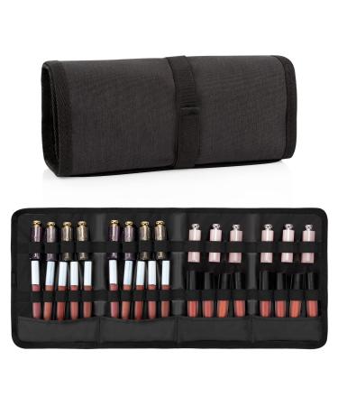 Lipstick Organizer - 32 Slots  Portable Lip Glosses Bag  Travel Lipstick Holder with 3 Different Lengths Elastic Bands  Cosmetic Makeup Storage Bag - Lipstick and Lip Glosses Are Not Included (1pcs)