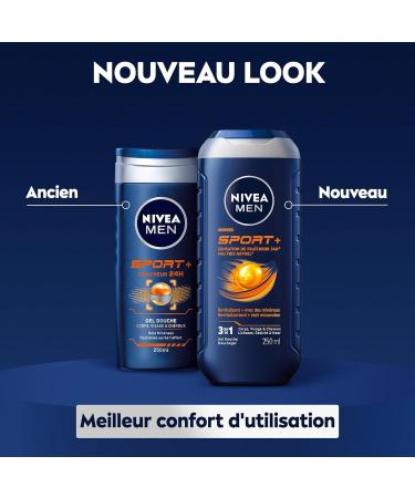  NIVEA MEN NIVEA MEN Sport Shower Gel (1 x 250 ml) Cleansing Care Enriched with Minerals 3 in 1 Shower Gel for Men Conditioner Body Wash Face & Hair for a 24-Hour Freshness Effect - Buy Online on GoSupps.com