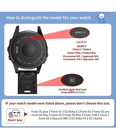 Notocity Compatible Fenix 5 Band | 22mm Soft Silicone Watch Strap for Fenix 5 Plus, 6, 6 Pro, 7, Forerunner 935, 945, Approach S60, Quatix 5 - Black - Buy Online on GoSupps.com