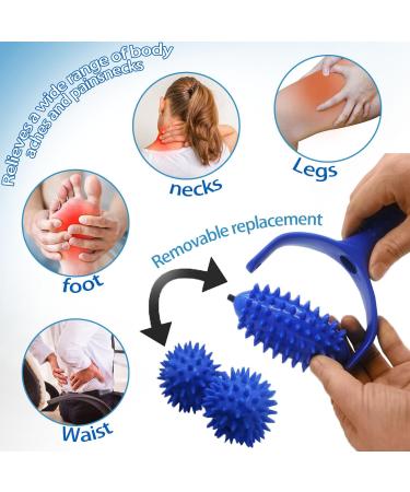 Premium Explant Massage Rollers with Handles | 3 Hedgehog Ball Foot Massage Scooter for Ultimate Relaxation | Self-Massage Fascia Roller for Foot Relief - Buy Online on GoSupps.com