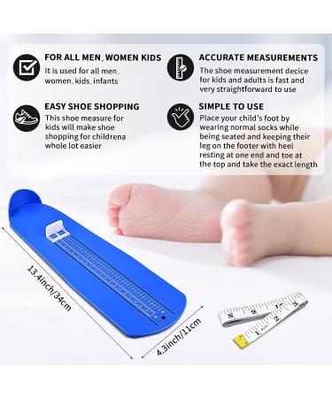 Foot Measurement Device for Adults and Kids - Shoe Size Measuring Tool with Soft Tape Measure - US Standard - Blue - Buy Online on GoSupps.com