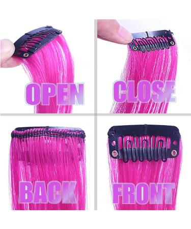 12 Pcs Colored Hair Extensions Colorful Clip in Hair Extensions 22 inch Synthetic Straight Hair Extensions for Kids Girls Women Red series - Buy Online on GoSupps.com