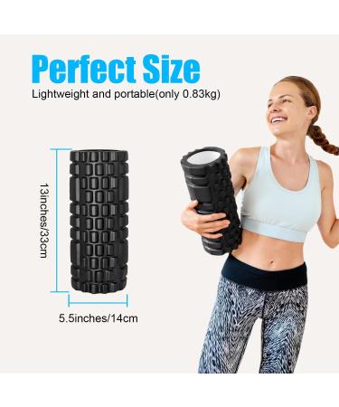 Vylaier Foam Roller - 3D Textured Fascia Roll for Deep Muscle Massage | Ideal for Pilates Yoga & Sports - Standard Middle-Hard Black - Buy Online on GoSupps.com