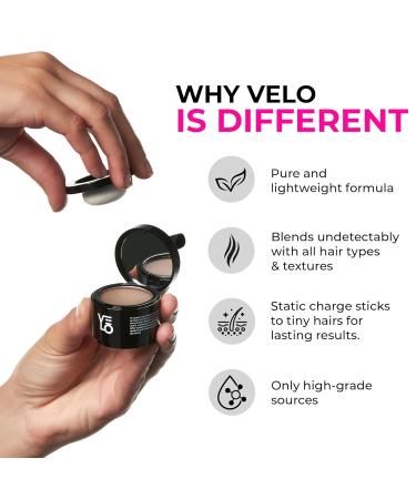 VELO Hairline Powder | Conceal Thinning Hair & Gray Roots | Stain-Proof Fibers for Men & Women - Dark Brown - Buy Online on GoSupps.com