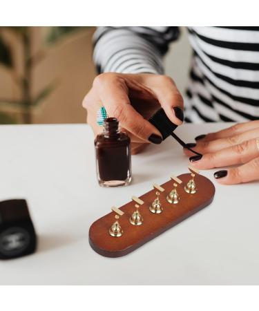 Baluue Nail Stand for Press on Nail Holder for Painting Nails Wood Nail Display Stand for False Nail Tip Manicure Tool Nail Art Display Home Salon Gold - Buy Online on GoSupps.com