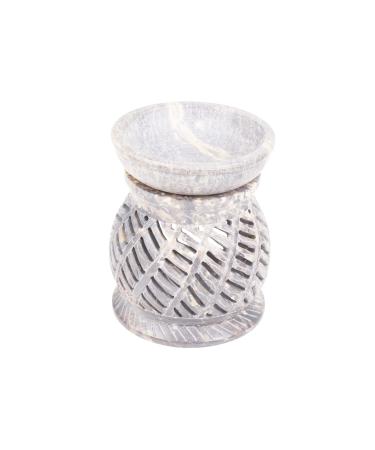 Hand Carved Jali Design Soapstone Essential Oil Burner Warmer Diffuser with Tea Light Holder Aromatherapy | Aroma Diffuser for Spa Yoga Meditation