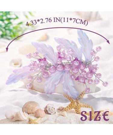 IYOU Mermaids Wedding Hair Clip Purple Pearl Leafs Hair Barrette Bridal Bridesmaid Hair Accessories for Women and Girls - Buy Online on GoSupps.com