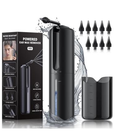 Ear Wax Removal - Electric Ear Cleaner - Ear Cleaning Kit with 4 Pressure Modes - Safe & Effective Ear Irrigation Flushing System - Ear Irrigation Kit with Basin & 10 Tips Black