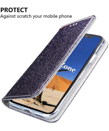 Buy Okzone iPhone Xs Max Silver Bling Case | Premium PU Leather Wallet Flip Cover - International Shipping Available - Buy Online on GoSupps.com