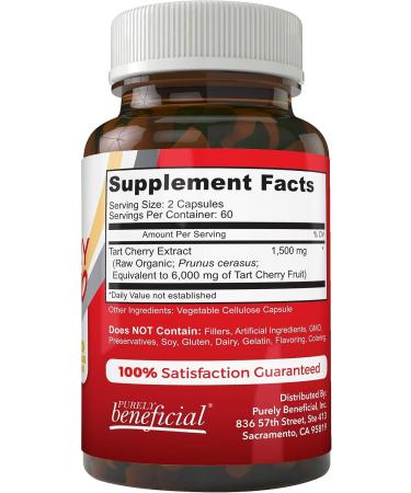 Montmorency Tart Cherry Capsules 6000mg - Extra Strength Non-GMO 120 Vegetarian Capsules - Buy Online on GoSupps.com