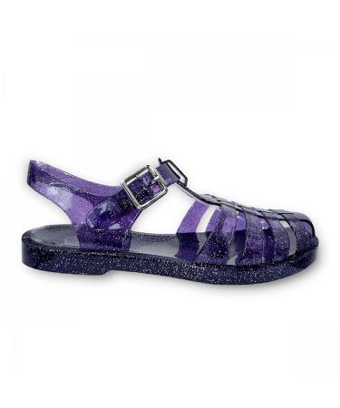 Lemonade Glitter Lightweight Buckle-Close Jelly Shoes 4 UK Purple