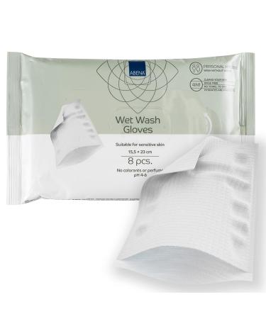 Abena Disposable Moist Wash Gloves - Soft Perfume-Free 30 Pack of 8 | Gentle Care Washcloths for Body - 23x15.5cm - Buy Online on GoSupps.com