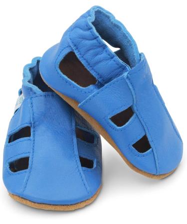 Dotty Fish Soft Leather Toddler Sandals | Non-Slip Suede Soles | Sky Blue | 2-3 Years - Buy Online on GoSupps.com