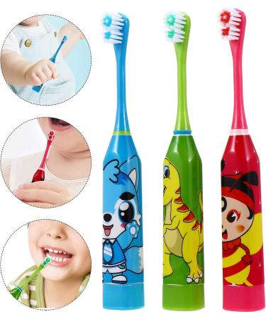 Kids Automatic Soft Toothbrush Set | Gentle Cartoon Whitening Heads | Suitable for Toddler | Vibrating & Sensitive | Assorted Colors | 18.5X2.3X2.3cm - Buy Online on GoSupps.com