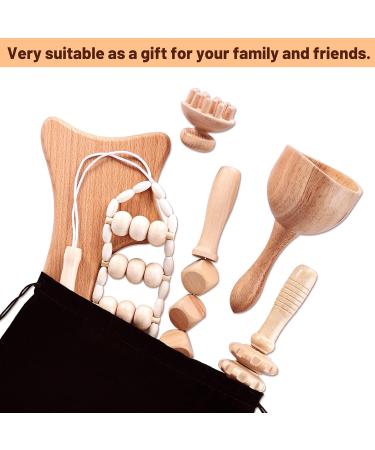 Yofuly 6 Pcs Wood Therapy Massager Set - Professional Maderotherapy Massage Roller for Body Shaping Lymphatic Drainage Muscle Pain Relief & Anti-Cellulite - Buy Online on GoSupps.com