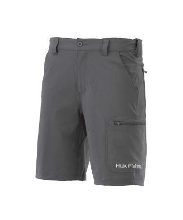 HUK Men's Next Level Quick-Drying Performance Fishing Shorts Charcoal - 10.5" Large