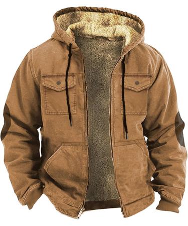 Hanxiulin Men's Oversized Plush Jacket - Warm Lined Fleece Coat Elegant Winter Wool Hooded Sweat Jacket Casual Slim Fit in Coffee XXL - Buy Online on GoSupps.com
