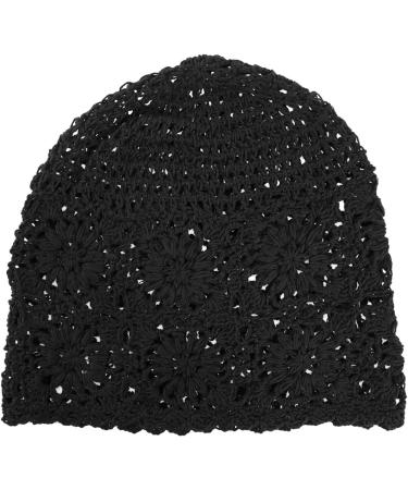 Shop Vgol Handmade Women s Cotton Knitted Beanie Hat - Vintage Flower Crochet Slouchy Skull Cap (52-58 cm) - Perfect for Spring Summer & Autumn - Black Outlet - Buy Online on GoSupps.com