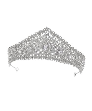 Bridal Crown Rhinestone Barrette Wedding Headdress Women Masquerade Headband Crystal Hair Hoops Bridal Forehead Headpiece Rhinestone Hair Accessory White Alloy Prom Hairpin Bride 16.5x11cm White