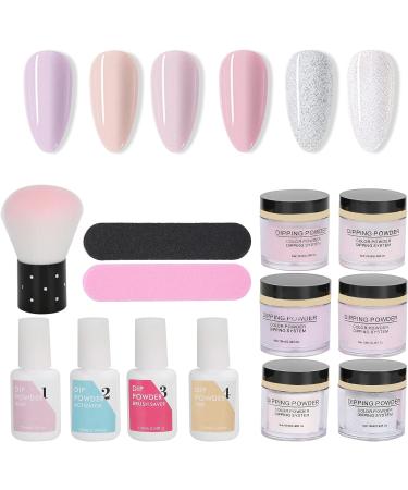 Dip Powder Nail Kit Starter 8Pcs Nail Art Powder Top Base Coat Gel Dusting Brush Manicure Tool Set DIY Salon Nail Art Manicure(K1214) - Buy Online on GoSupps.com