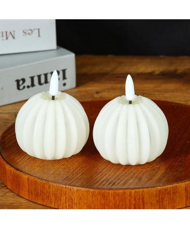 Flameless Pumpkin Candles - Battery Operated White Pumpkin Decor for Halloween (8pcs) | International Shipping - Buy Online on GoSupps.com