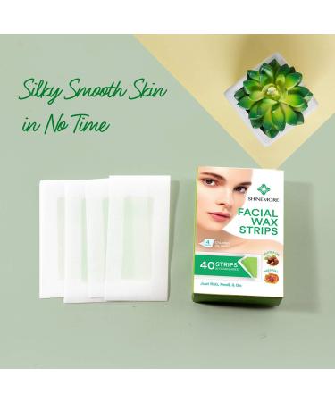 Facial Wax Strips for Women - Hypoallergenic Hair Removal for All Skin Types - Gentle and Fast-Working on Face, Eyebrow, Upper Lip, Chin - 40 Wax Strips + 4 Calming Oil Wipes - Buy Online on GoSupps.com