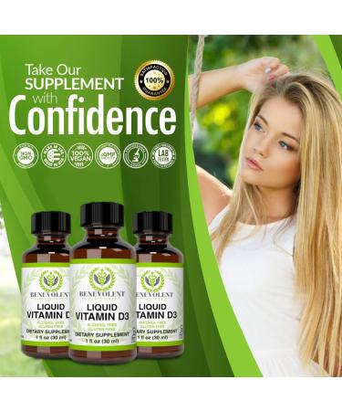 Benevolent Nourishment Vitamin D3 Drops 5000 IU - Fast Absorbing Liquid Supplement - Alcohol & Gluten Free - Buy Online on GoSupps.com