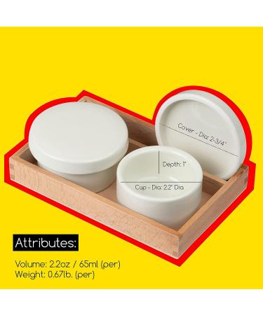 MEEDEN Ceramic Palette Cups - 2Pcs Porcelain Artist Paint Palette Cups with Lid and Beech Wood Tray for Oil Painting - Solvent and Oil Container - Buy Online on GoSupps.com