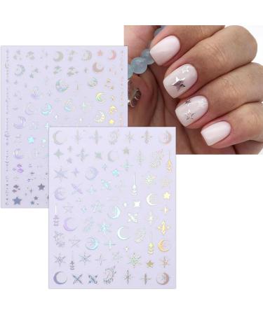 JMEOWIO 10 Sheets Aurora Star Nail Art Stickers Decals Self-Adhesive Silver Nail Supplies Nail Art Design Decoration Accessories - Buy Online on GoSupps.com