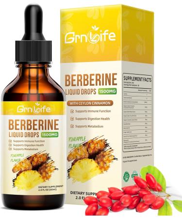 (2 Pack) Berberine Supplement 1500mg Organic Berberine Liquid Drops with Ceylon Cinnamon Bitter Melon - Supports Immune and Metabolism Vegan Pineapple Flavor-2 FL Oz 2 Fl Oz (Pack of 2) - Buy Online on GoSupps.com