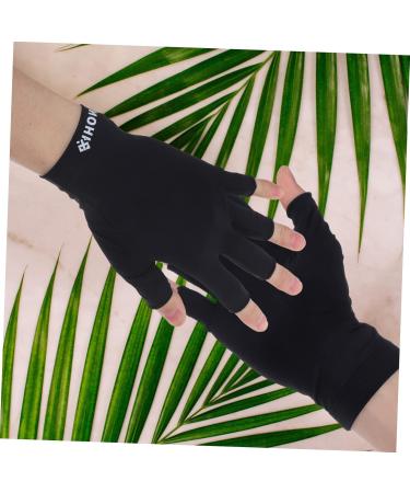COOLHIYA 1 Pair UV Gloves summer sunblock gloves nail dryer UV glove summer beach gloves gel fingerless gloves for women UV protection fabric Miss sun protection handguard 19.5x8cm Black - Buy Online on GoSupps.com