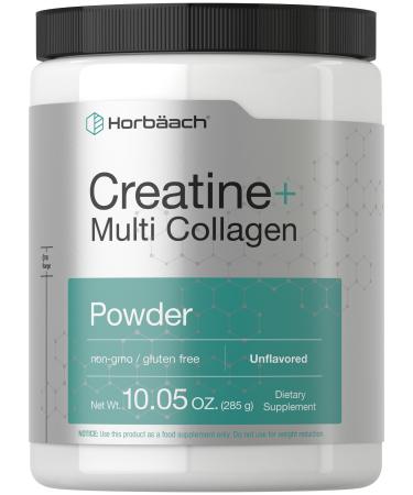 Horb ach Creatine Monohydrate Powder | with Collagen and L-Taurine | 10.05 oz | Unflavored | for Women and Men | Non-GMO Gluten Free