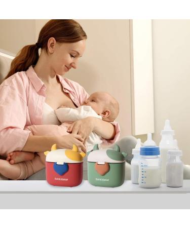 Bebamour Baby Milk Powder Dispenser Pot - 230G Formula Dispenser for Baby Snacks - 450ML Light Pink Cow Design - Buy Online on GoSupps.com