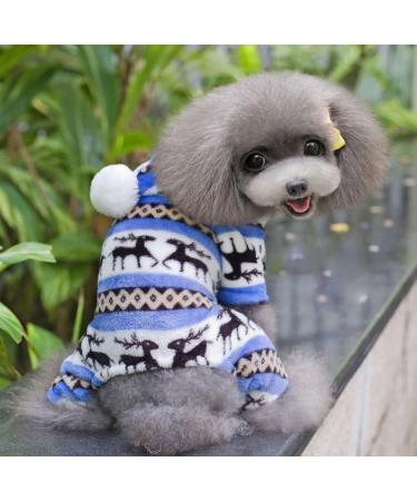 Ranphy Soft Velvet Reindeer Hoodie Sweater for Small Dogs & Cats - Cozy Pile Suit - Size S (Blue) - Buy Online on GoSupps.com