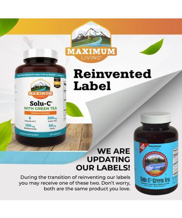 Maximum Living Solu-C with Green Tea - Vitamin C with Bioflavonoids and Rutin - Immune Support -120 Capsules Each - Pack of 2 - Buy Online on GoSupps.com