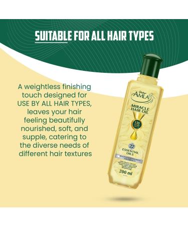 Dabur Amla Miracle Oil - 200ml | Infused With 22 Ayurvedic Essential Oils | Suitable For All Hair Types | Dermatologically Tested & Vegan Certified - Buy Online on GoSupps.com