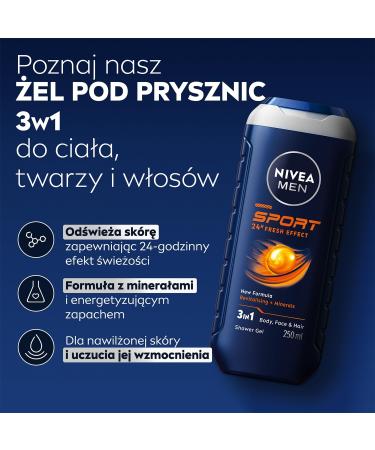 NIVEA Polish NIVEA MEN Sport 3in1 Regenerating shower gel for men 250 ml - Buy Online on GoSupps.com
