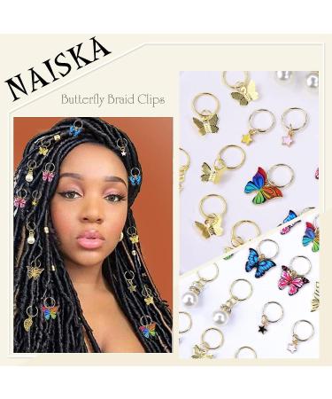 NAISKA 20Pcs Gold Butterfly Braid Clips - Crystal Dreadlock Hair Accessories for Women and Teen Girls - Buy Online on GoSupps.com