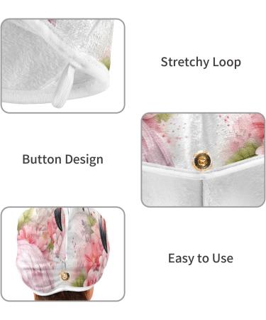 Pink Flamingo Flowers Hair Towel 2 Pack - Super Absorbent Quick Dry Hair Turbans for Women & Girls - Buy Online on GoSupps.com