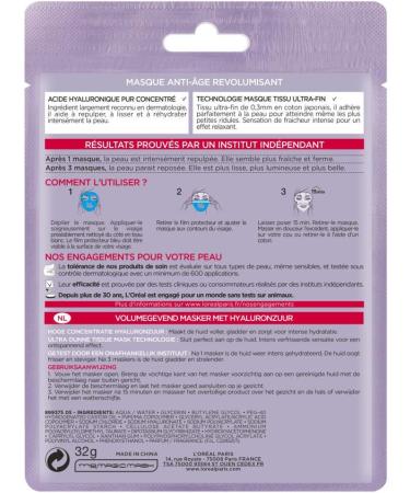 L'Or al Skin Expert Revitalift Filler Hyaluronic Acid Tissue Face Mask - Buy Online on GoSupps.com