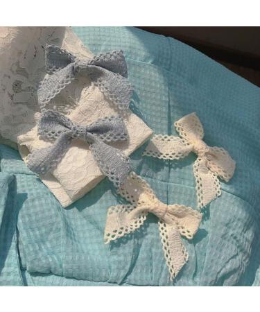 Limtula Cute Flat Clips Hairpin -Style Balletcore Headdress Bunches Accessories Lace knot Cute Headdress Blue - Buy Online on GoSupps.com