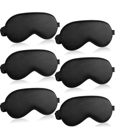Eye Mask for Sleeping 6 pcs Adjustable Strap Soft Sleep Mask Blindfold Bulk for Women and Men (Black 6 Pcs Set A)