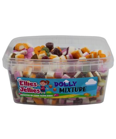 Ellies Jellies Dolly Mixtures - 700g Rectangle Tub Vibrant Colors- Soft Sweets Multi Shapes Fondant Shapes Sugar Coated Jellies